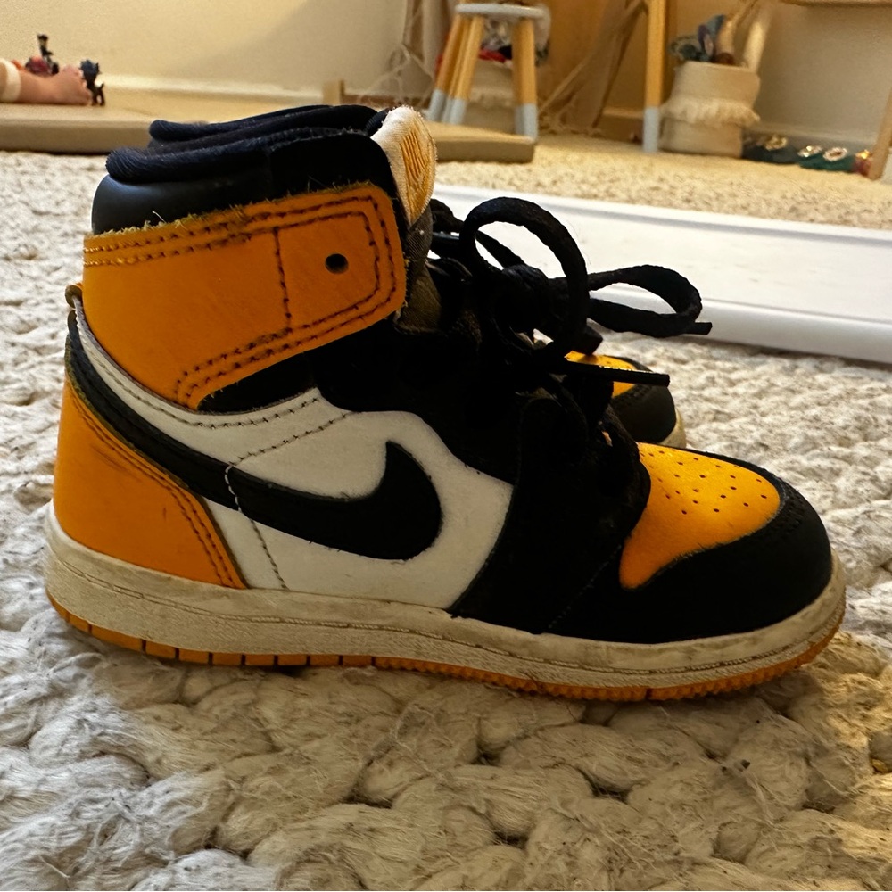 Jordan  Kids High-Top Sneakers - Black, White, and Orange